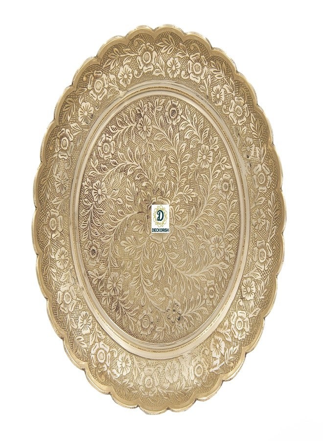 D DECKORISH Handcrafted Brass Plate | Traditional Indian Decorative Thali | Ideal for Pooja, Dining Table, Festive Display & Gifting | Durable, Elegant & Multi-Purpose - Image 3